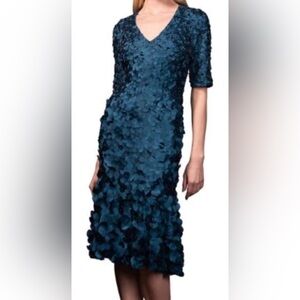 Theia Blue Petal Cocktail Midi Dress 16